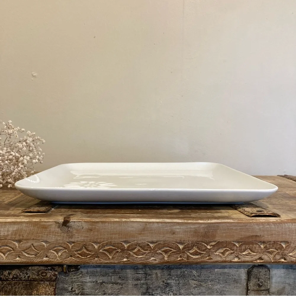 Princess House White Porcelain Serving Platter Marissa Square Oven Safe Tray